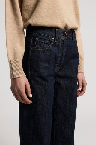 Deep blue rinse wash denim jeans