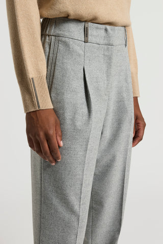 Wool and viscose flannel trousers