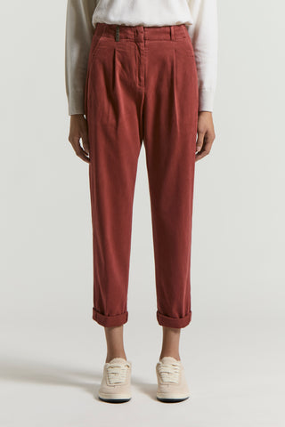 Soft stretch cotton gabardine trousers