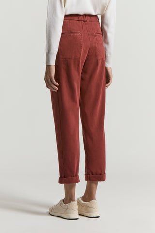 Soft stretch cotton gabardine trousers