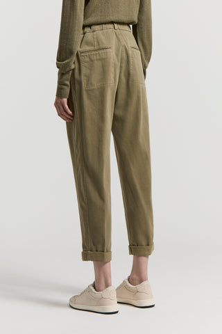 Soft stretch cotton gabardine trousers