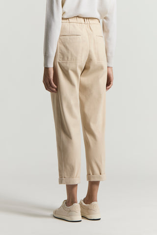Soft stretch cotton gabardine trousers