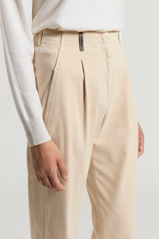 Soft stretch cotton gabardine trousers