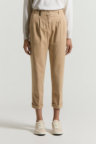 Soft stretch cotton gabardine trousers