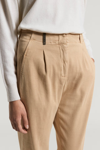 Soft stretch cotton gabardine trousers