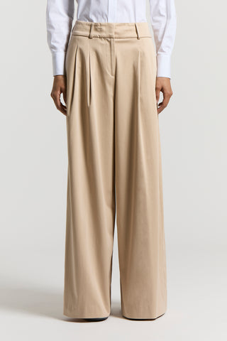 Stretch peach-finish fabric trousers