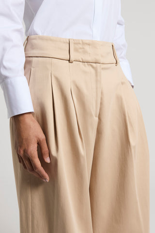 Stretch peach-finish fabric trousers