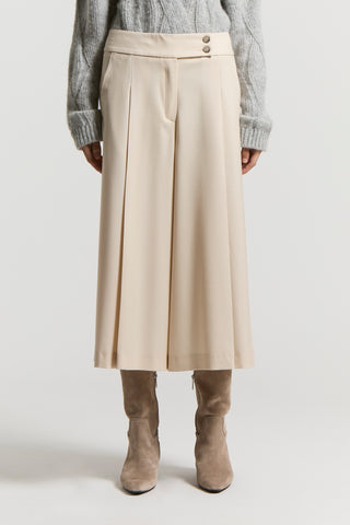 Fluid wool twill trouser skirt