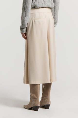 Fluid wool twill trouser skirt