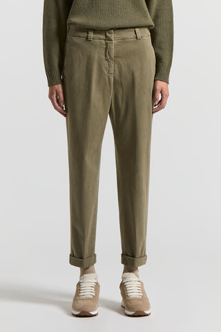 Soft stretch cotton gabardine trousers