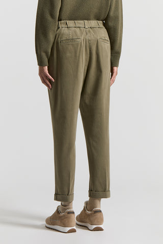 Soft stretch cotton gabardine trousers