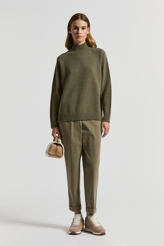 Soft stretch cotton gabardine trousers