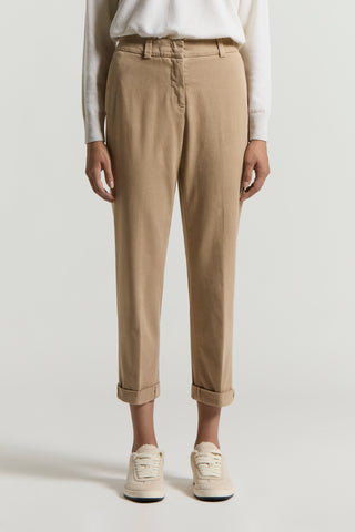 Soft stretch cotton gabardine trousers