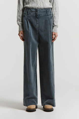 Garment-dyed cotton twill trousers