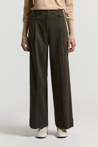 Soft stretch cotton gabardine trousers