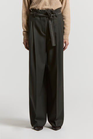Fluid wool twill trousers