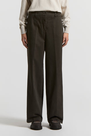 Peach-finish cotton twill trousers