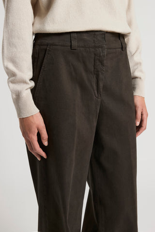Peach-finish cotton twill trousers