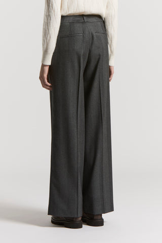 Carded wool trousers with maxi-herringbone design