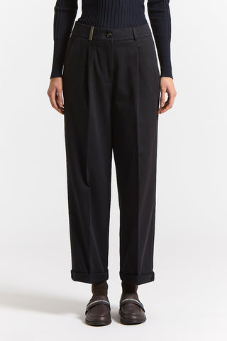 Peach-hand cotton gabardine trousers