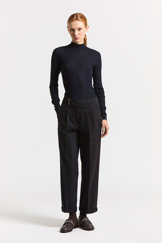 Peach-hand cotton gabardine trousers