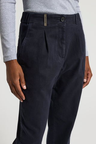 Polished cotton twill trousers