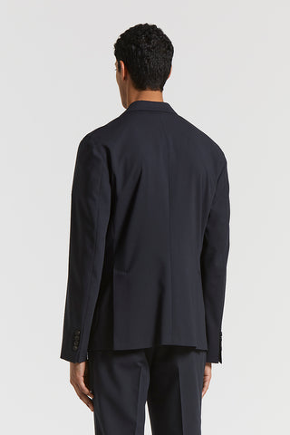 Single-breasted stretch technical wool fabric blazer