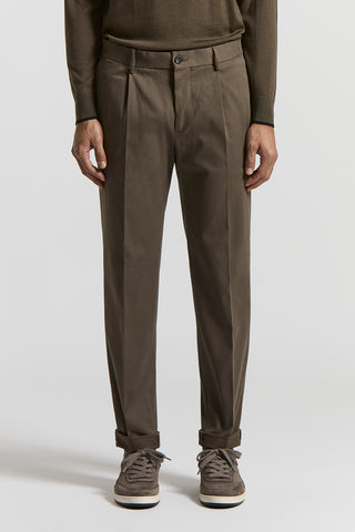 Cotton gabardine trousers with darts