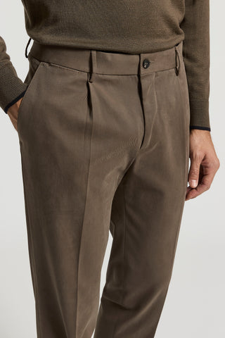 Cotton gabardine trousers with darts