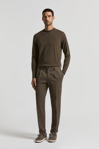 Cotton gabardine trousers with darts