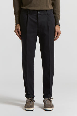 Cotton gabardine trousers with darts