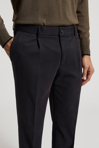Cotton gabardine trousers with darts