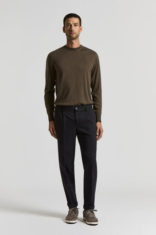 Cotton gabardine trousers with darts