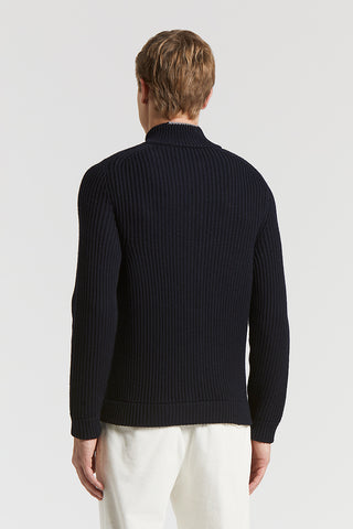 Full-zip extra-fine merino wool sweater