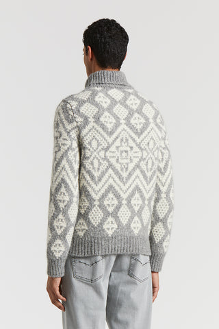 Mouliné yarn turtleneck sweater