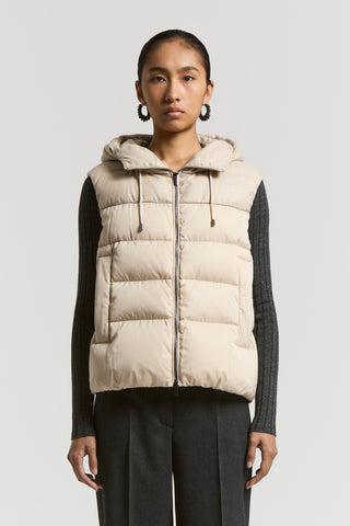 Bi-material down vest