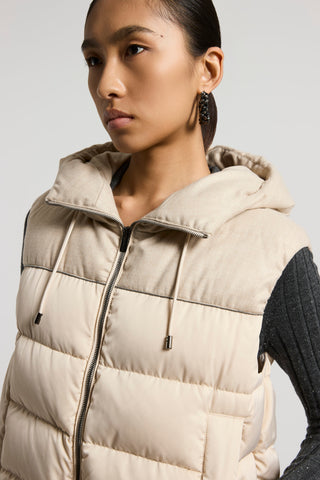Bi-material down vest