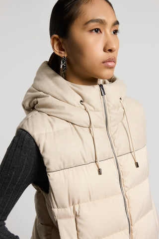 Bi-material down vest