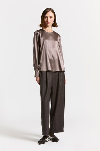 Stretch silk satin blouse