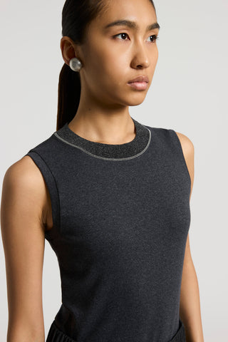 Stretch micro-rib and cotton jersey top