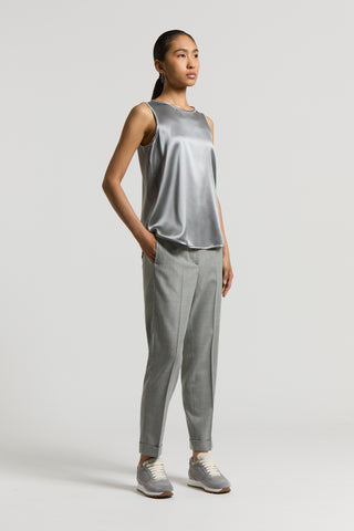 Stretch silk satin top