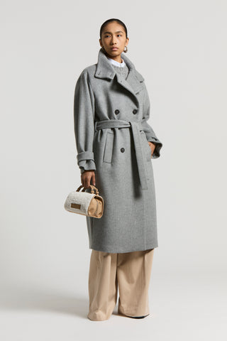 Long double-breasted cashmere wool coat