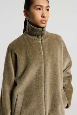 Long-haired alpaca velour coat