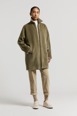 Long-haired alpaca velour coat