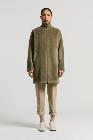 Long-haired alpaca velour coat