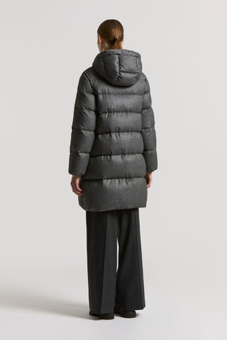 Long flannelette down jacket with hood