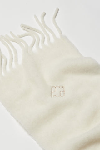 Alpaca and virgin wool bouclé stole with embroidery