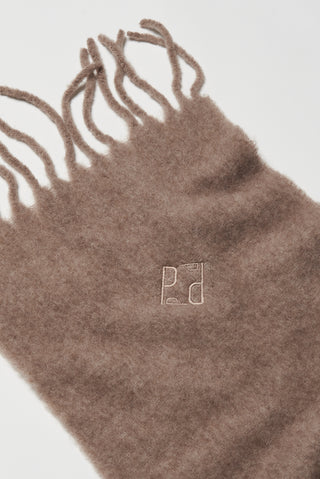 Alpaca and virgin wool bouclé stole with embroidery