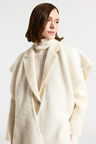 Alpaca, wool and sequinned bouclé cape