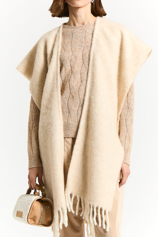 Alpaca, wool and sequinned bouclé cape